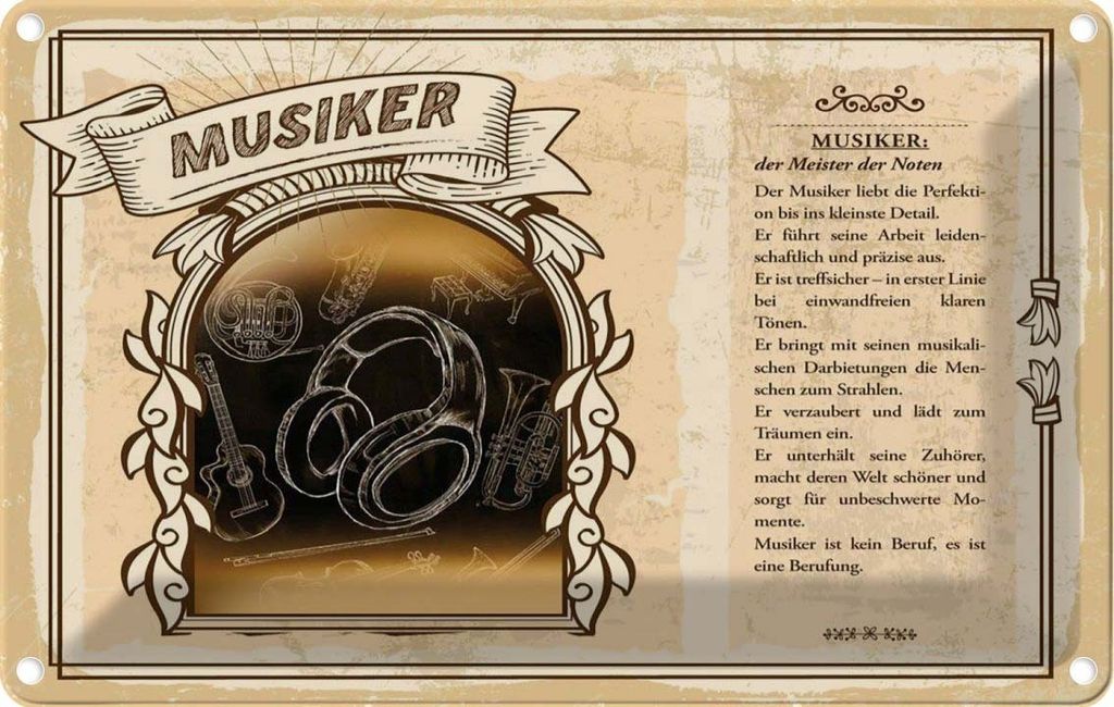 vianmo Blechschild 12x18 cm Musiker Beruf Arbeit