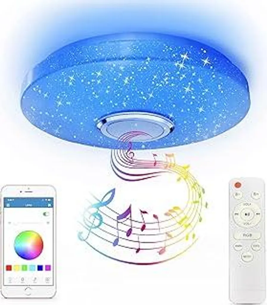 Plafoniera LED 36W RGB con Altoparlante Bluetooth: Luce e Musica Smart