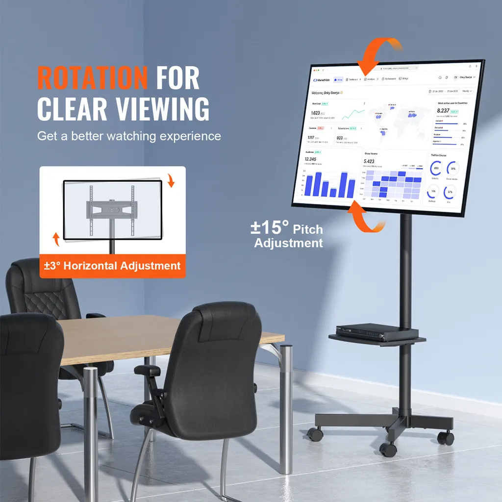 Support TV sol sans perçage à roulettes pour déplacer votre écran 60"