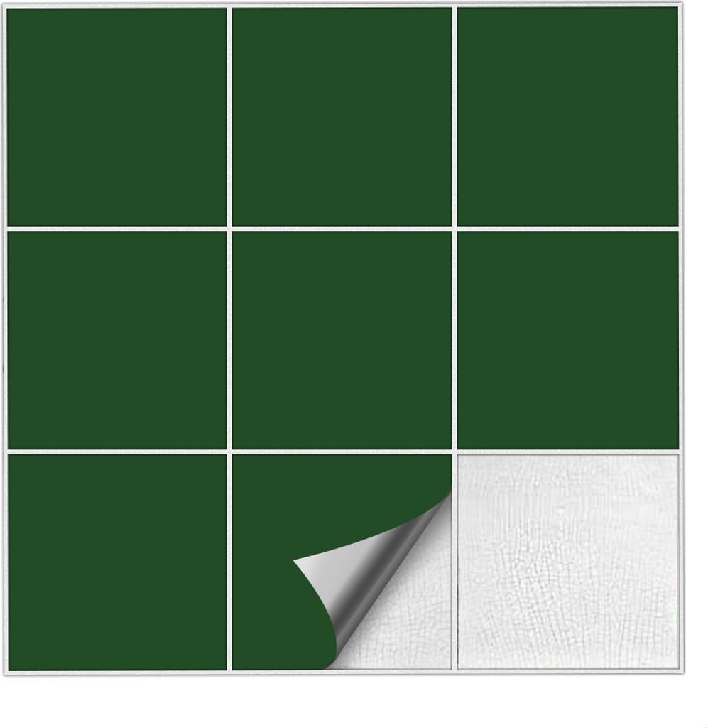 Fliesenaufkleber Für Bad, Küche etc Dunkelgrün 60 matt 10 x 10 cm 25 Stück