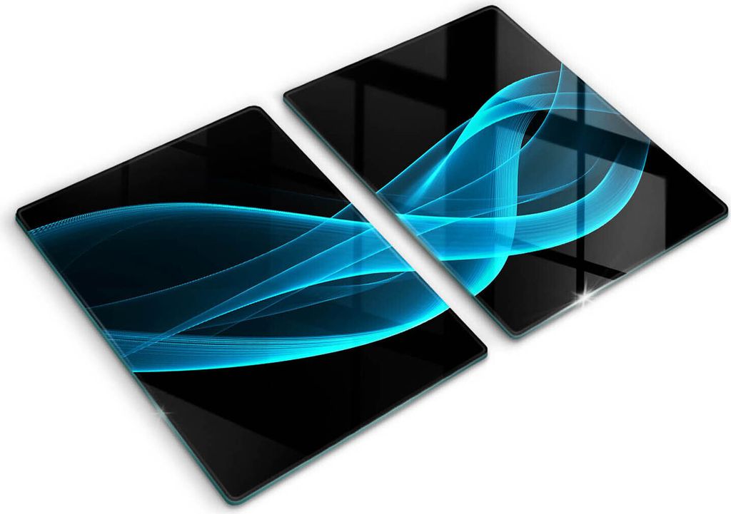 Abdeckung Glas - Küchenabdeckung - 2x40x52 cm - Abdeckplatte -Blaue Abstraktion