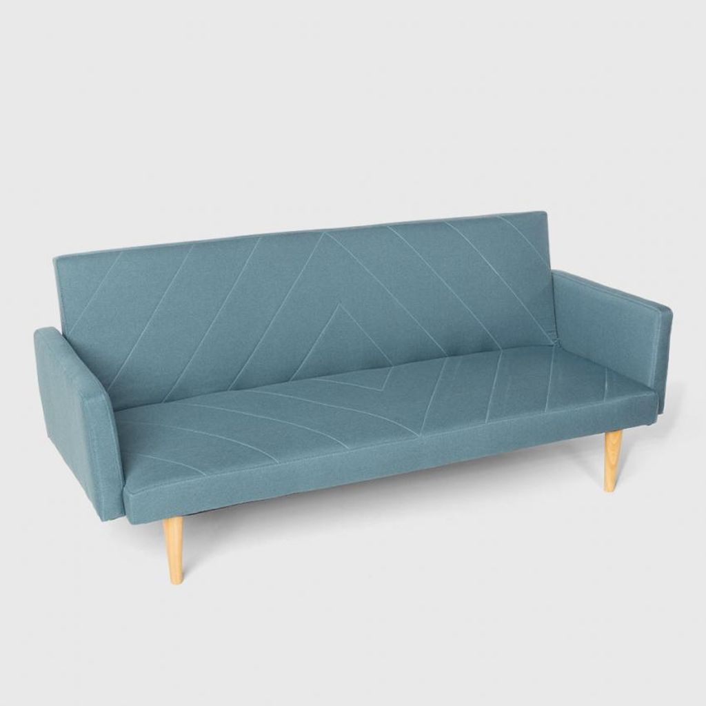 3-Sitzer-Click-Clac-Stoff-Liegesofa Nordic Design Perla - Blau