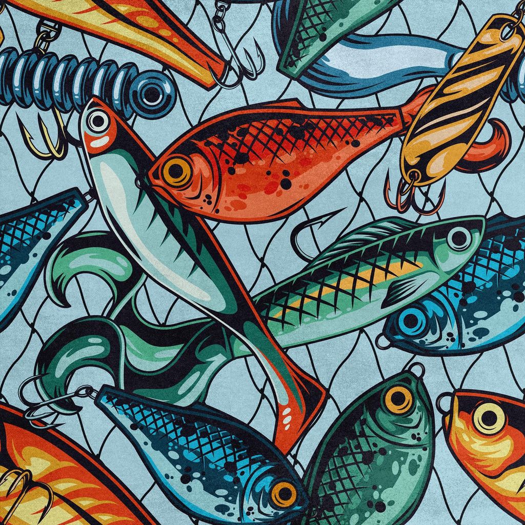 Royal Samt Stoff Polyester Zum Nähen - Motiv Fisch im Netz