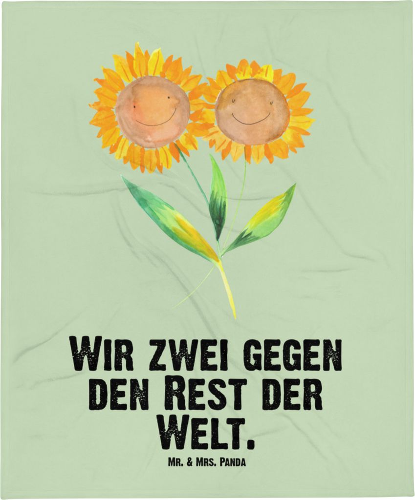 Mr. & Mrs. Panda Schlummerdecke Blume Sonnenblume - Blattgrün - Geschenk, Lieblingsmensch, Fleecedecke, Sonnenblumen, Erstlingsdecke, Babybettdeck...