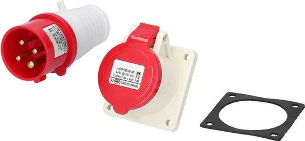 Socle de prise industrielle femelle 380V 16A étanche triphasé à encastrer