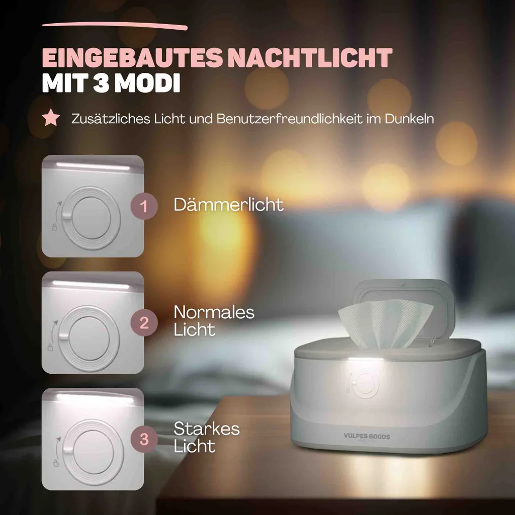 Boîte Chauffe-lingettes Bébé à Température Constante et Veilleuse