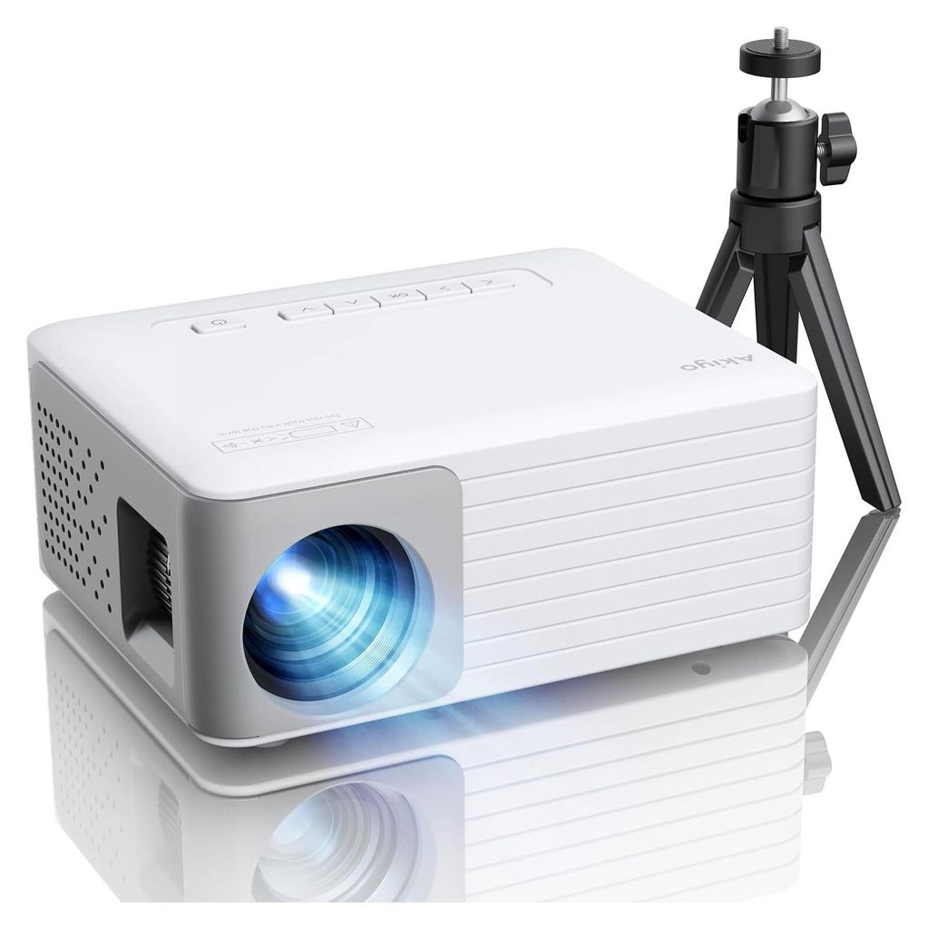 Beamer Full HD 1080P Unterstützt, AKIYO O1 Video Beamer für Handy Phone, Geschenke für Kinder, Heimkino Projektor Kompatibel mit Smartphone HDMI...