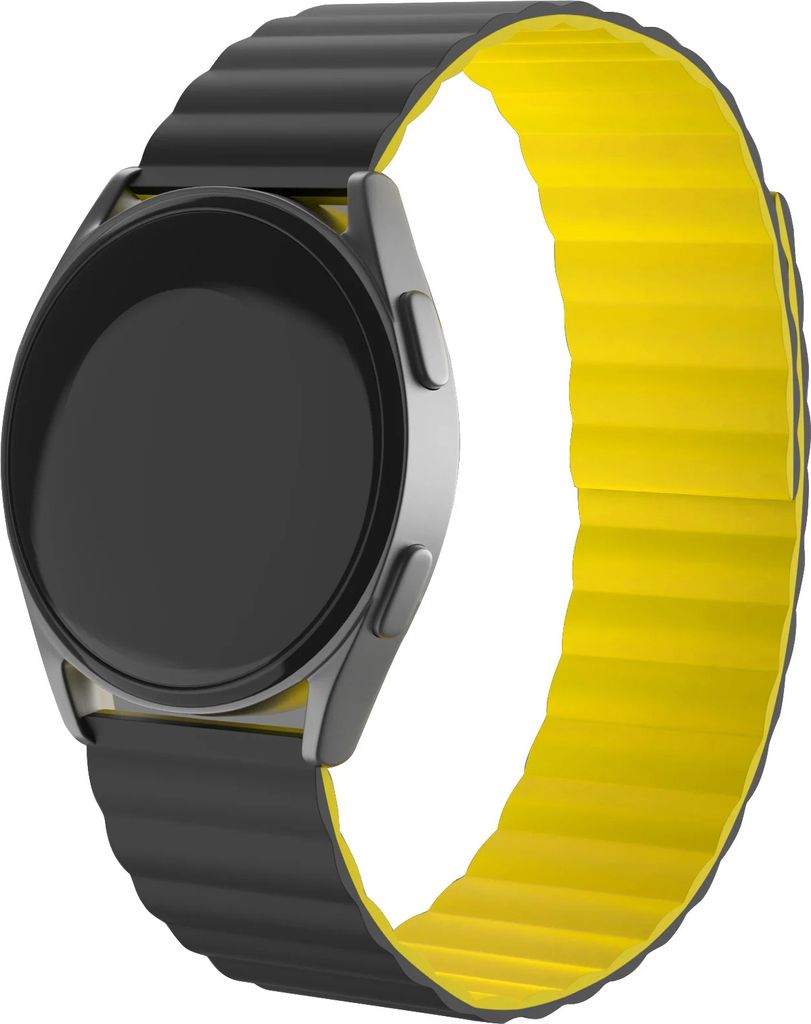Strap-it Honor Magic Watch 2 magnetisches Silikonarmband (Schwarz/Gelb)