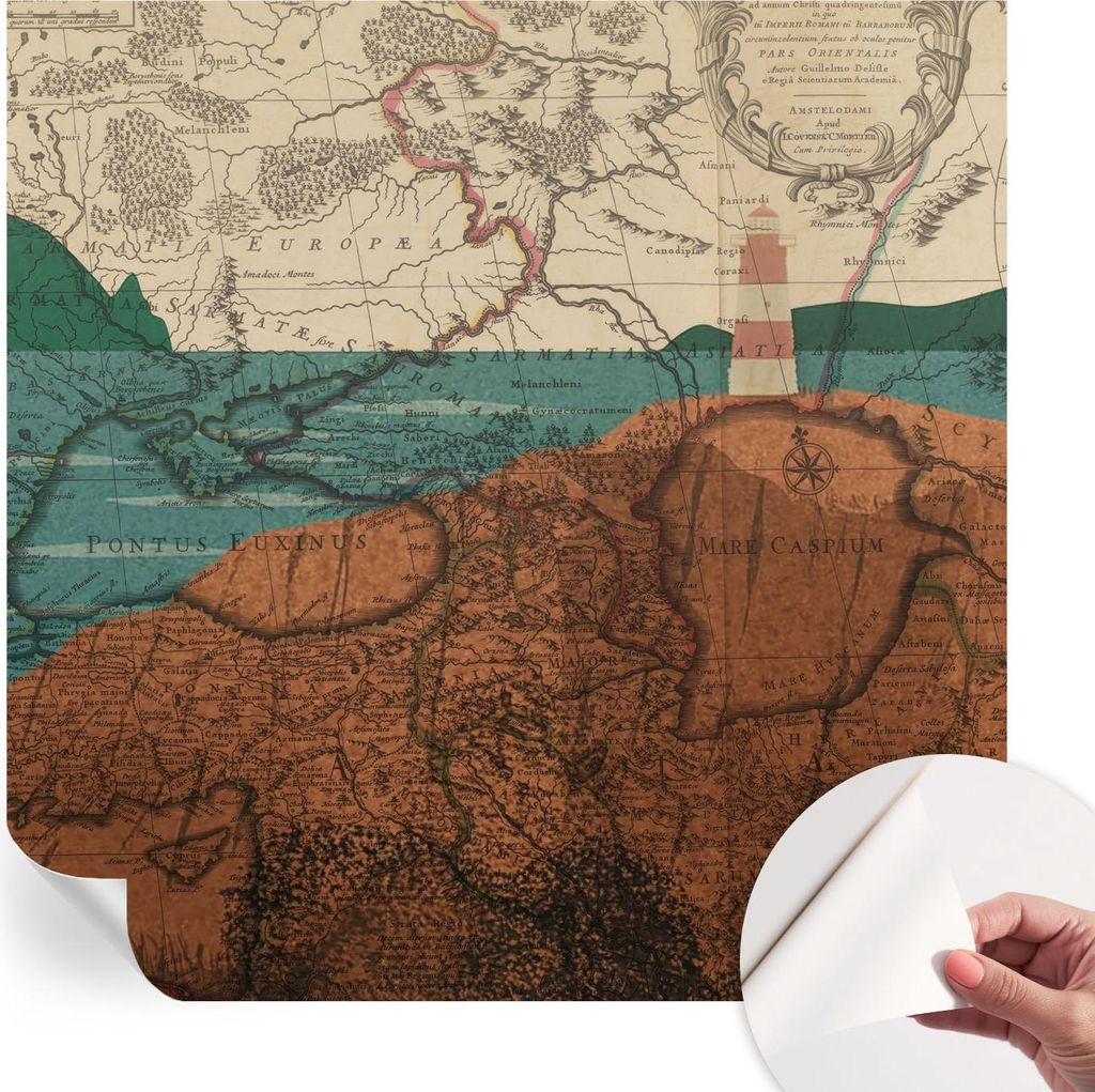 Selbstklebende Wandtapete - Dekorative Tapete für Wohnzimmer - Klebefolie für Wandbilder - Tapetenfolie für Wanddekoration - 250x250 cm - Histor...