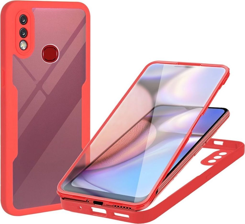 König Design Hülle kompatibel mit Samsung Galaxy A10s Kunststoff Full Cover Handyhülle - Case Rot