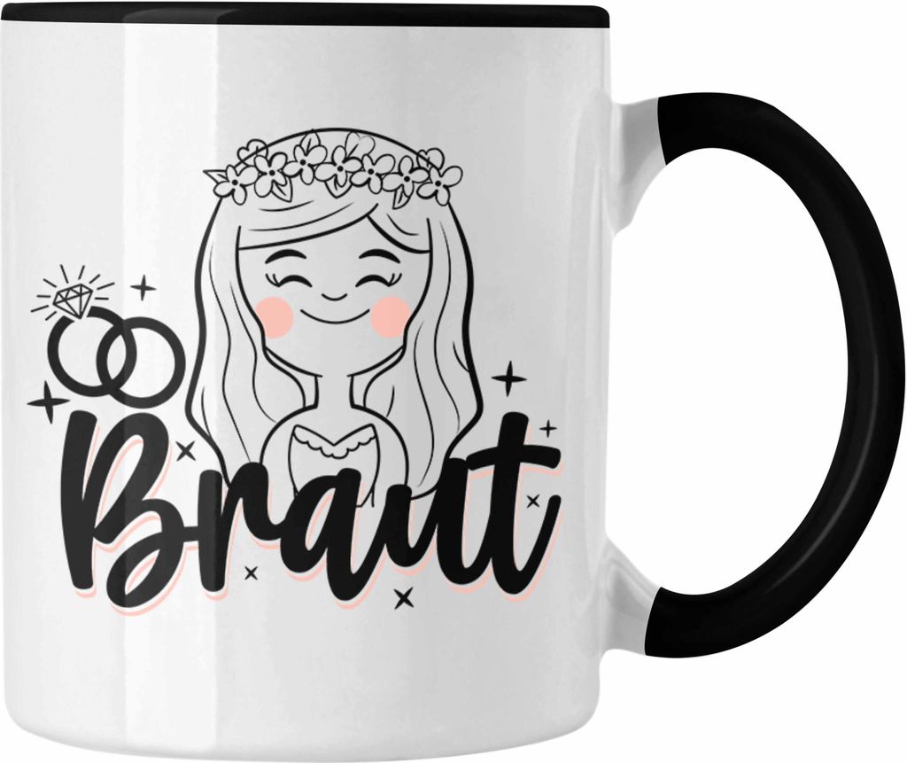 Trendation - Braut Tasse Geschenk Hochzeit Geschenkidee für Braut (Schwarz)