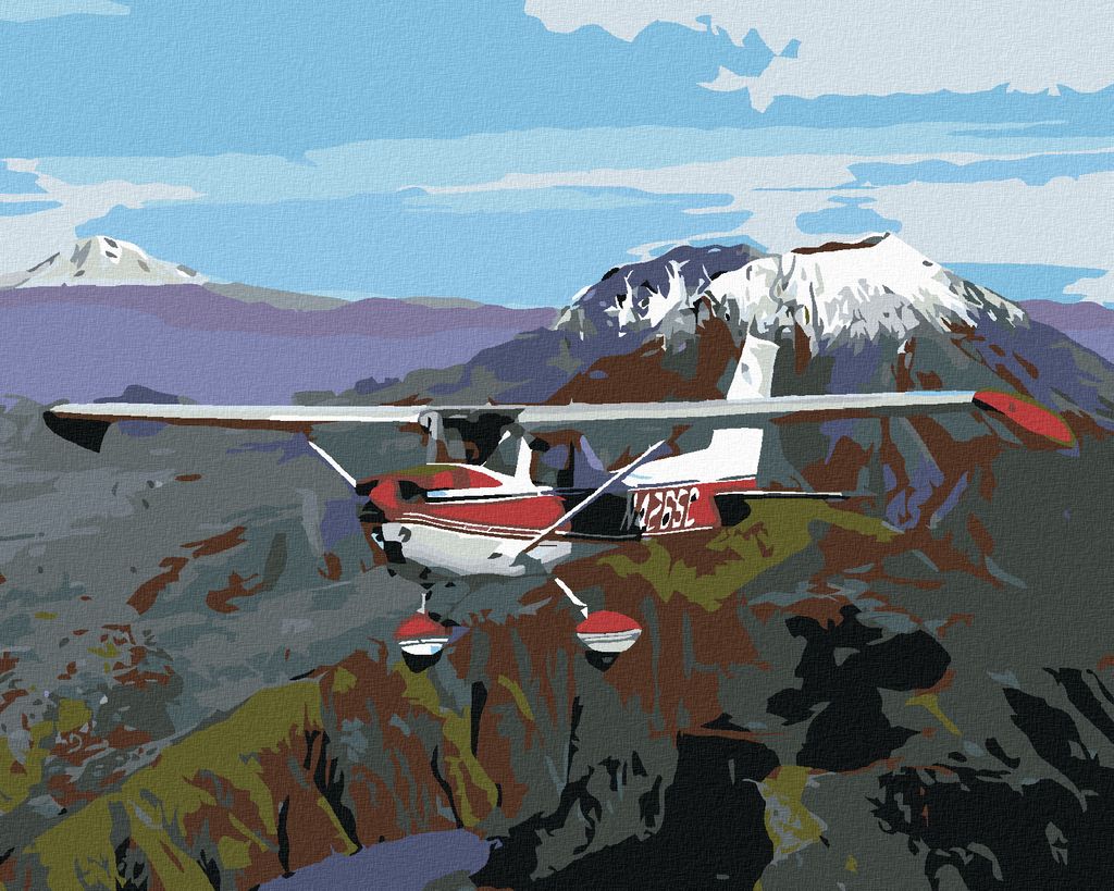 Diamondi - Diamond painting - FLUGZEUG ÜBER DEM VULKAN, 40X50 cm, ohne Keilrahmen