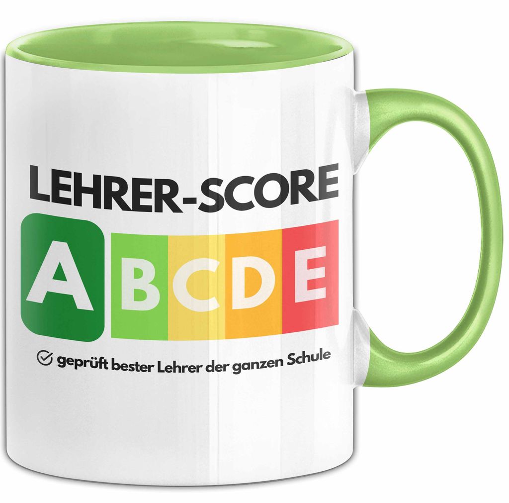 Lehrer-Score Tasse Geschenk Bester Lehrer Der Welt Abschied Witz Abschiedsgeschenk Klassenlehrer (Grün)