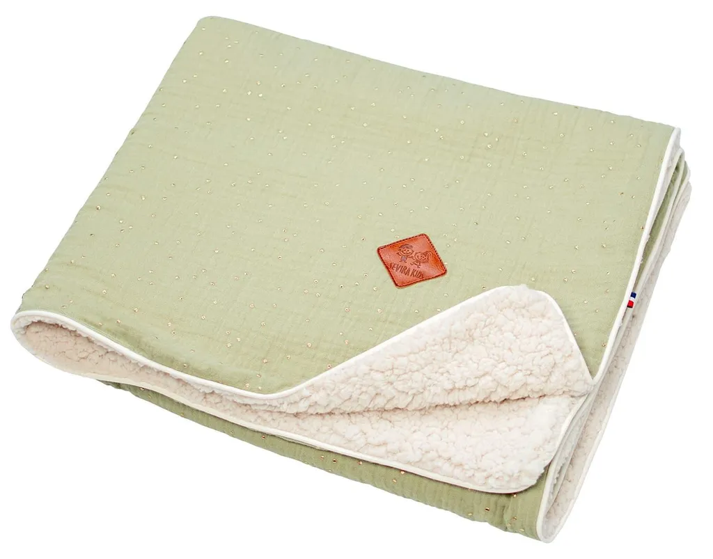 Couverture Bébé Anti-Froid Jeanne 70x100 cm Verte à Pois Sevira Kids