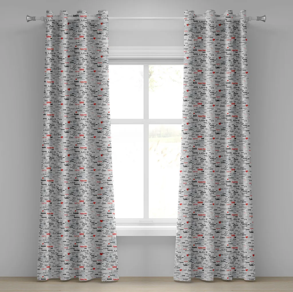 ABAKUHAUS Tende Camera Letto 280x225 Motivo Cuori Ti Amo Grigio