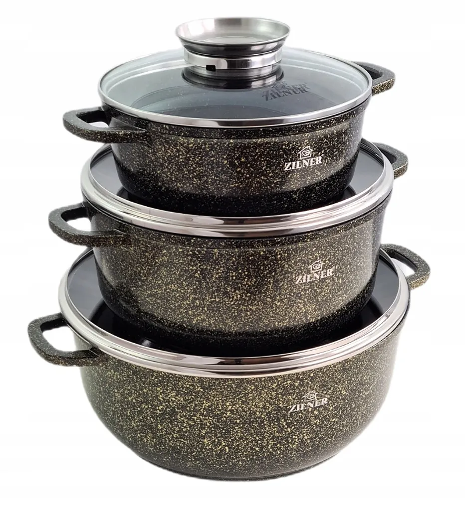 Set di pentole in alluminio Zilner Gold 17 elementi, per tutti i tipi di fornelli, ideale come regalo, design elegante e senza tempo Zl-7215 - 2