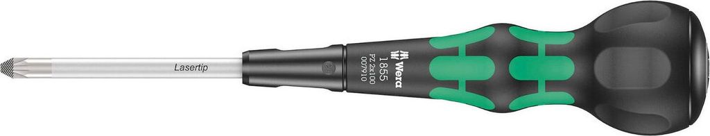 Wera 1855 PZ Kraftform Ball-Grip Kreuzschlitz-Schraubendreher, PZ 2 x 100 mm