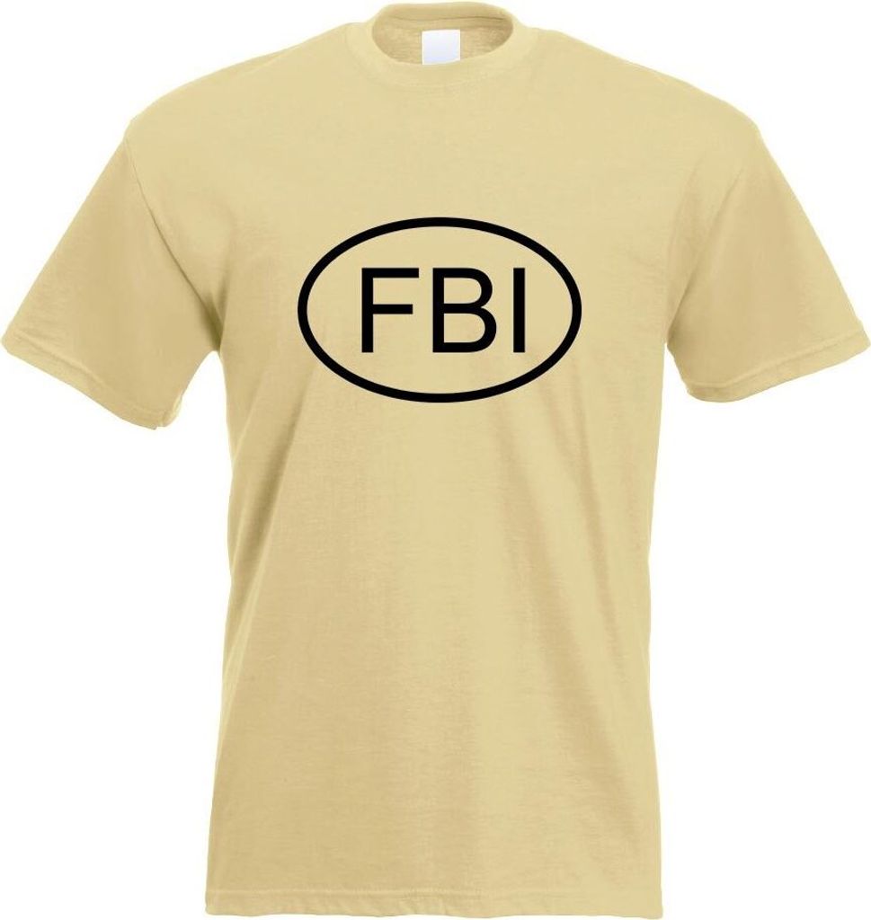 Kiwistar - T-Shirt - Khaki - FBI Motiv Bedruckt Funshirt Design Print - mit Motiv Bedruckt - Funshirt Design - Sport - Freizeit - Herren - XL
