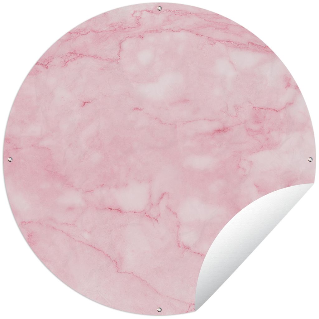 MuchoWow Gartenposter Outdoor-Poster Rund Marmor - Rosa - Textur - Schick Ø 90 cm Gartendeko Rundes Poster draußen