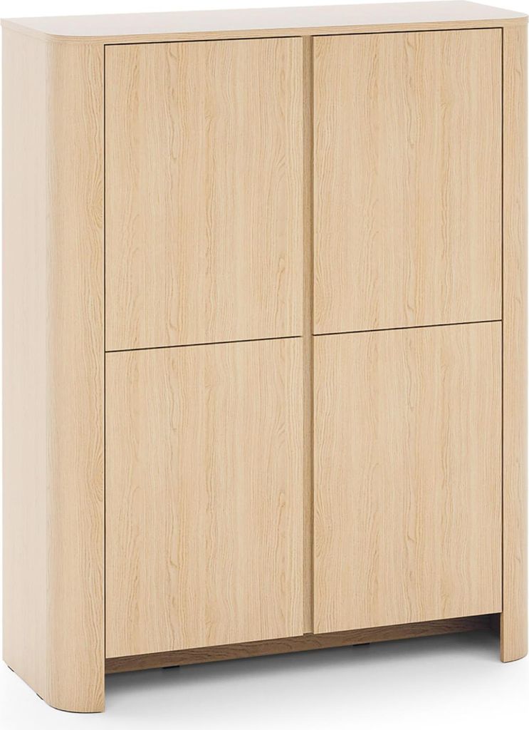 Komodee, Kommode AMOS K103 - Eiche - Abgerundet - Geräuschloses Schließen - Breite 103 cm, Höhe 132 cm, Tiefe 39 cm