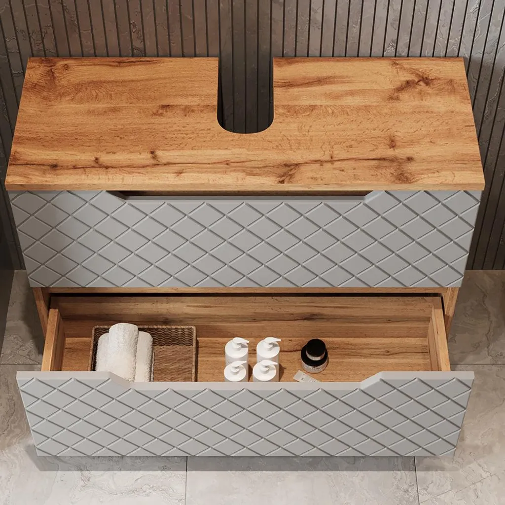 Rangement salle de bain efficace : Meuble sous vasque Vicco Lotta Gris