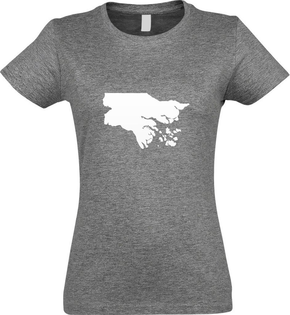 Kiwistar - T-Shirt tailliert - Damen - Graumeliert - Guinea-Bissau Umriss Kontur - mit Motiv Bedruckt - Funshirt Design - Sport - Freizeit - Damen ...