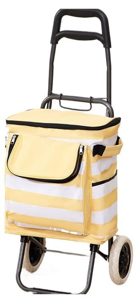 Leichter Einkaufswagen mit Kühlfach – faltbar, tragbar, als Handwagen für Einkäufe, Camping und Outdoor,Yellow