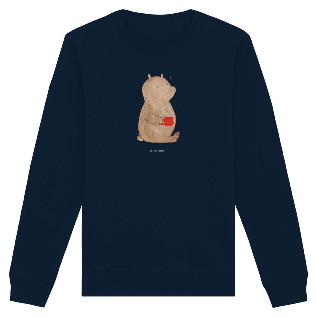Mr. & Mrs. Panda Baumwoll Pullover Bär Morgenkaffee Größe L - French Navy - Geschenk, für Freundin, Pulli, Freund, Hochzeitstag, Frauen, Sweate...