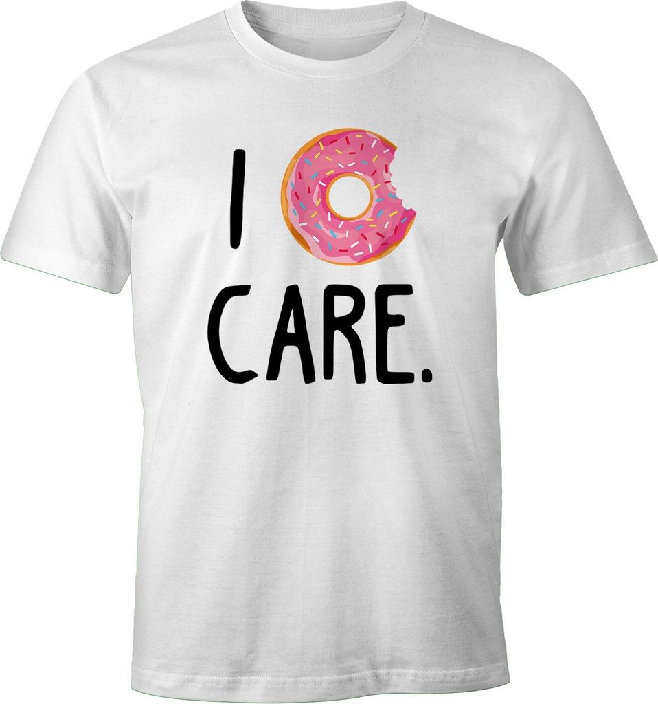 Herren T-Shirt Spruch I donut care Donut Motiv Fun-Shirt Party Outfit Moonworks weiß XXL