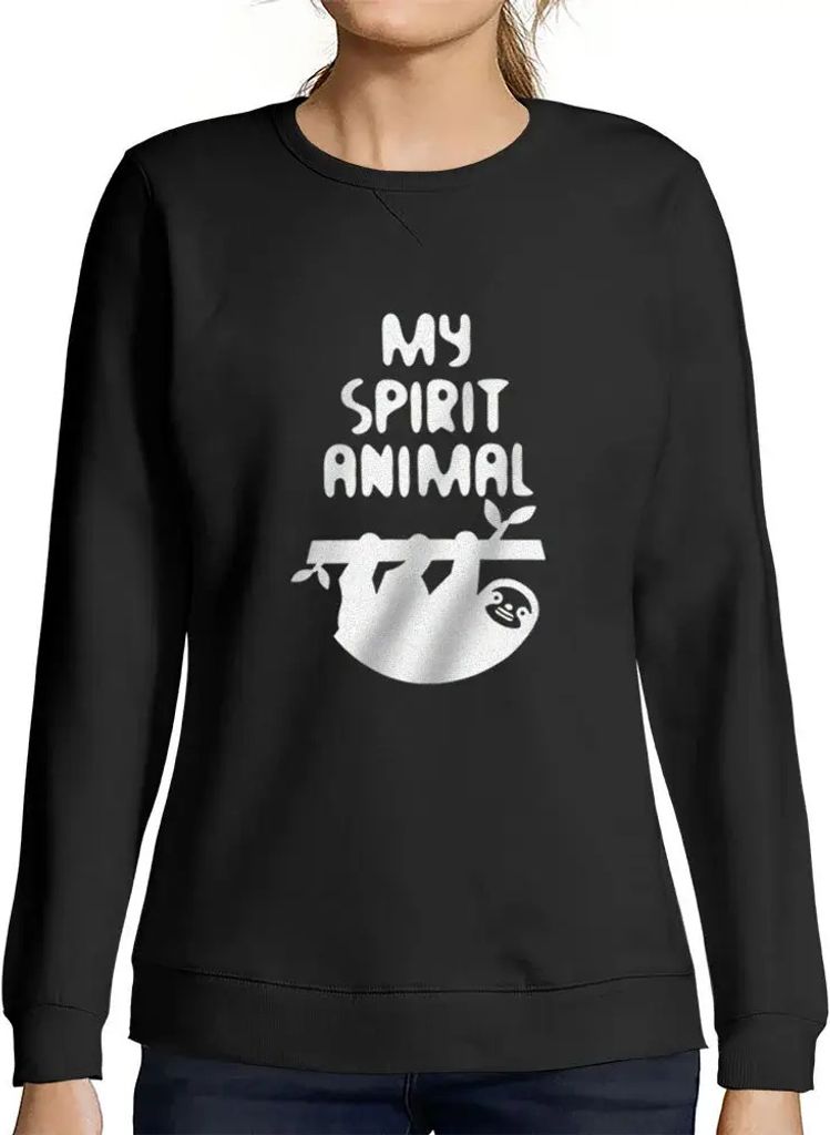 Damen Grafik Sweatshirt mit Aufdruck Faultier Ist Mein Geistiges Tier – Sloth Is My Spirit Animal – Öko-Verantwortlich Vintage Jahrgang Langar...