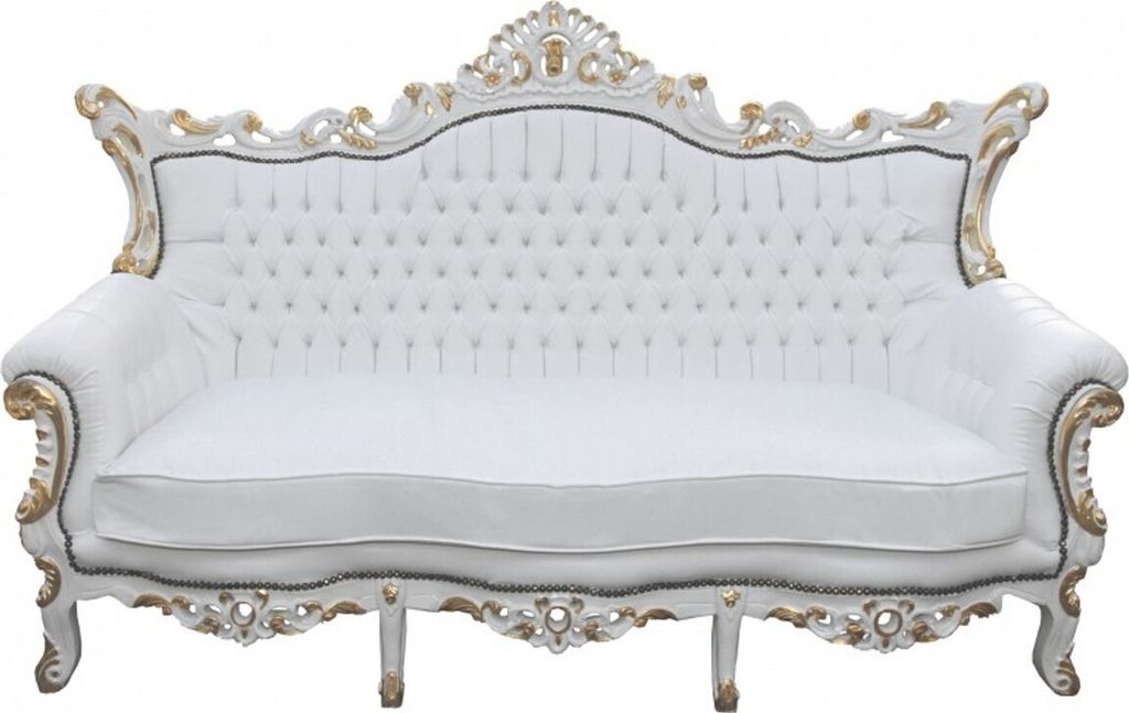 Casa Padrino Barock 3-er Sofa Master Weiss/Gold Mod2 - Produktbild 