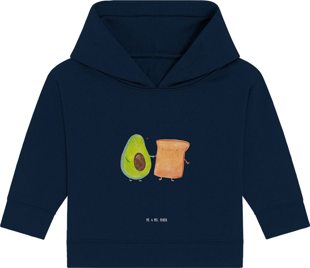 Mr. & Mrs. Panda Organic Baby Hoodie Avocado Toast 24. - 36. Monat - French Navy - Geschenk, Kapuzenshirt, Freund, Verliebt, Liebe, Hochzeit, Kapuz...