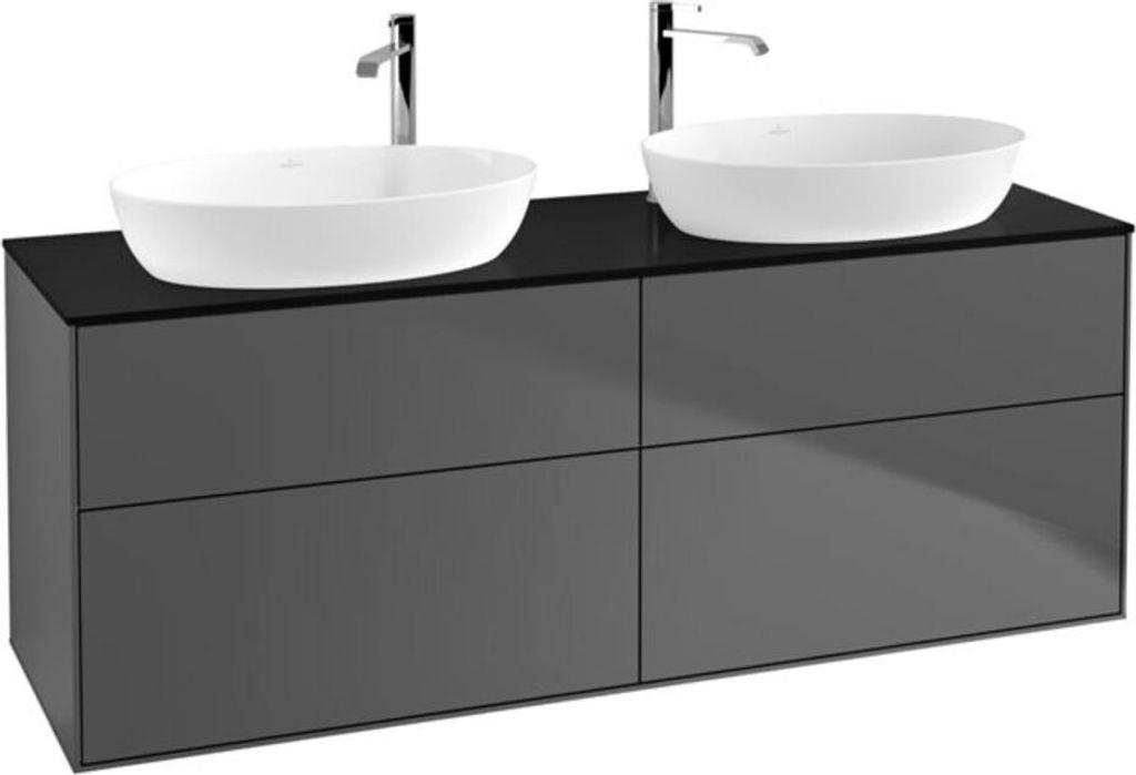 V&B Waschtischunterschrank Wandbeleuchtung Finion 160x60cm, Abd.-Pl. bla m, Anthrac. matt