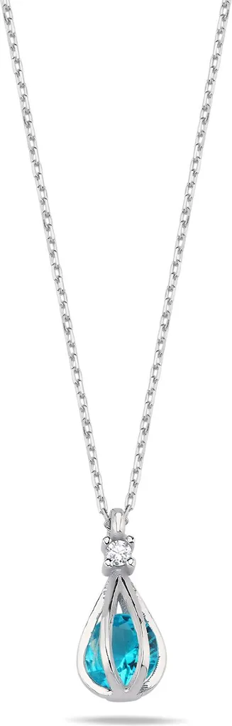 Collier femme aigue-marine bleue, bijou élégant en argent pour anniversaire