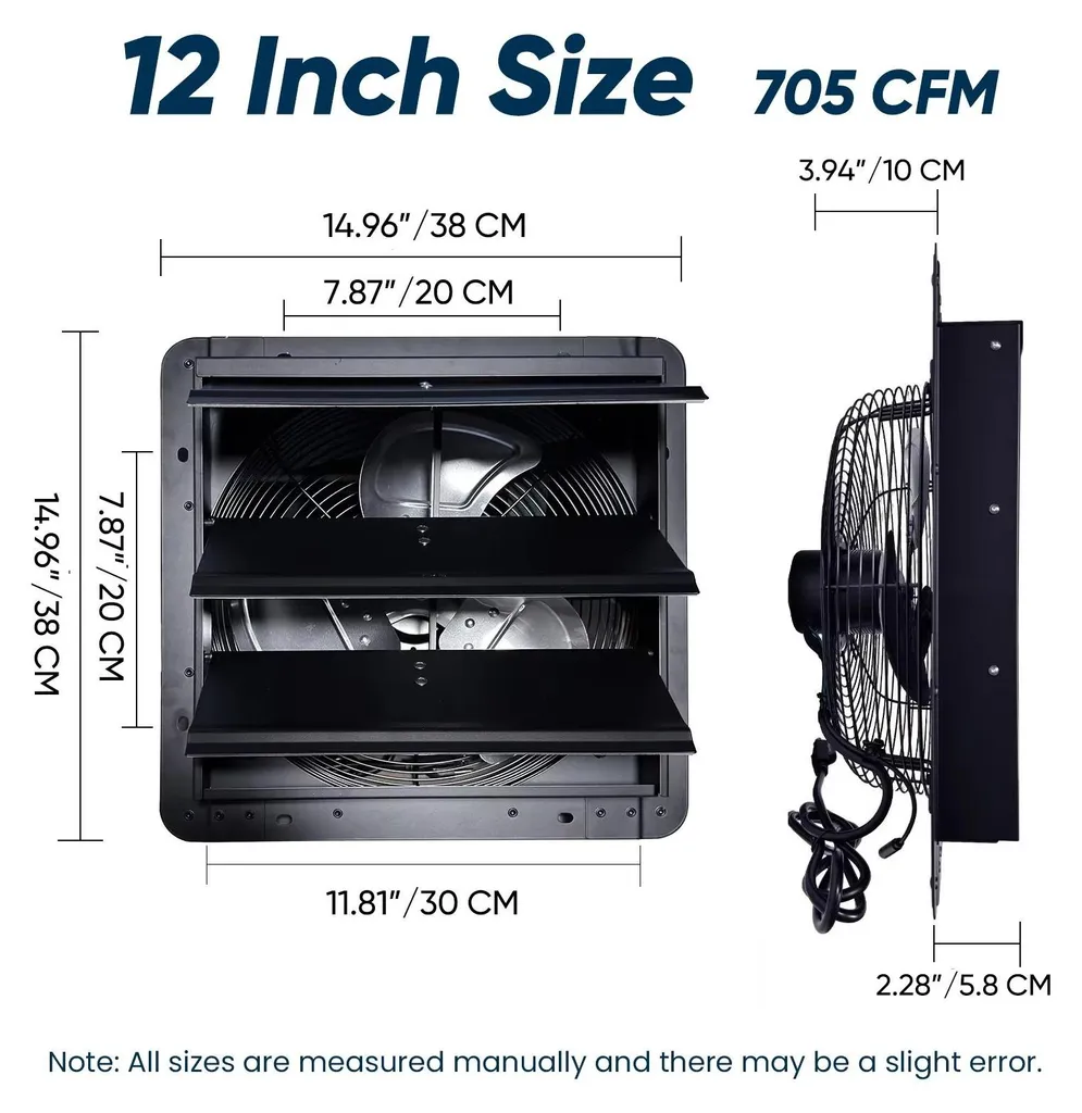 Ventilateur pour serre et garage 30 cm - Extraction d'air automatique