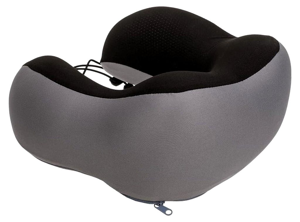 Deluxe Nackenkissen High Neck Memory Foam Schwarz/Grau - Nackenstütze mit atmungsaktivem Bezug & abnehmbarem Cover - ergonomisches Reisekissen fü...