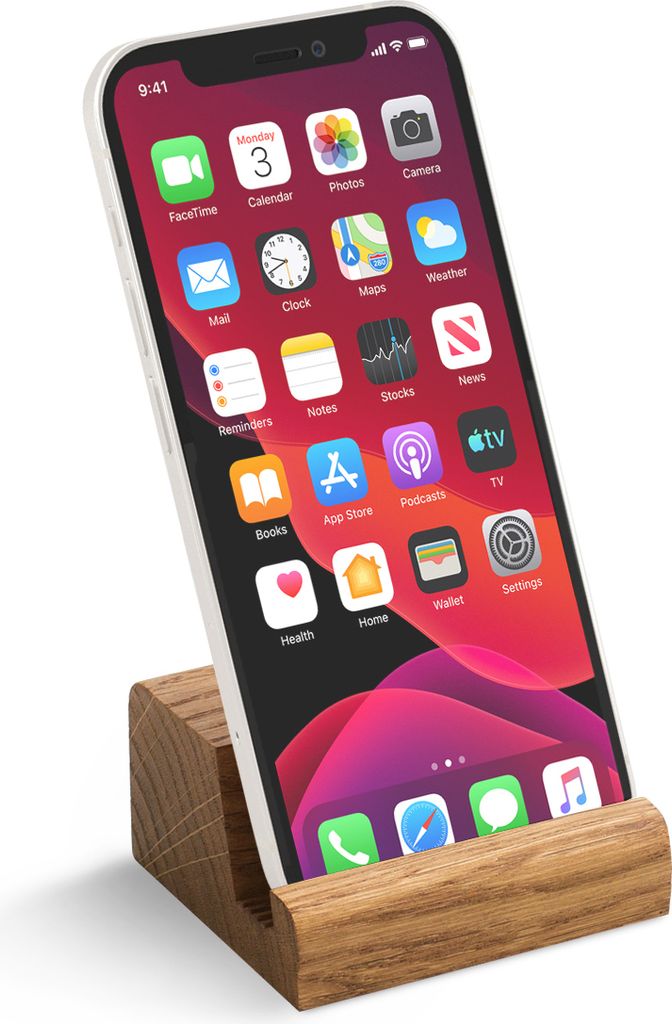 Rikmani Handy Halterung Handyständer iPhone Halter Eiche Holz Smartphone Halter