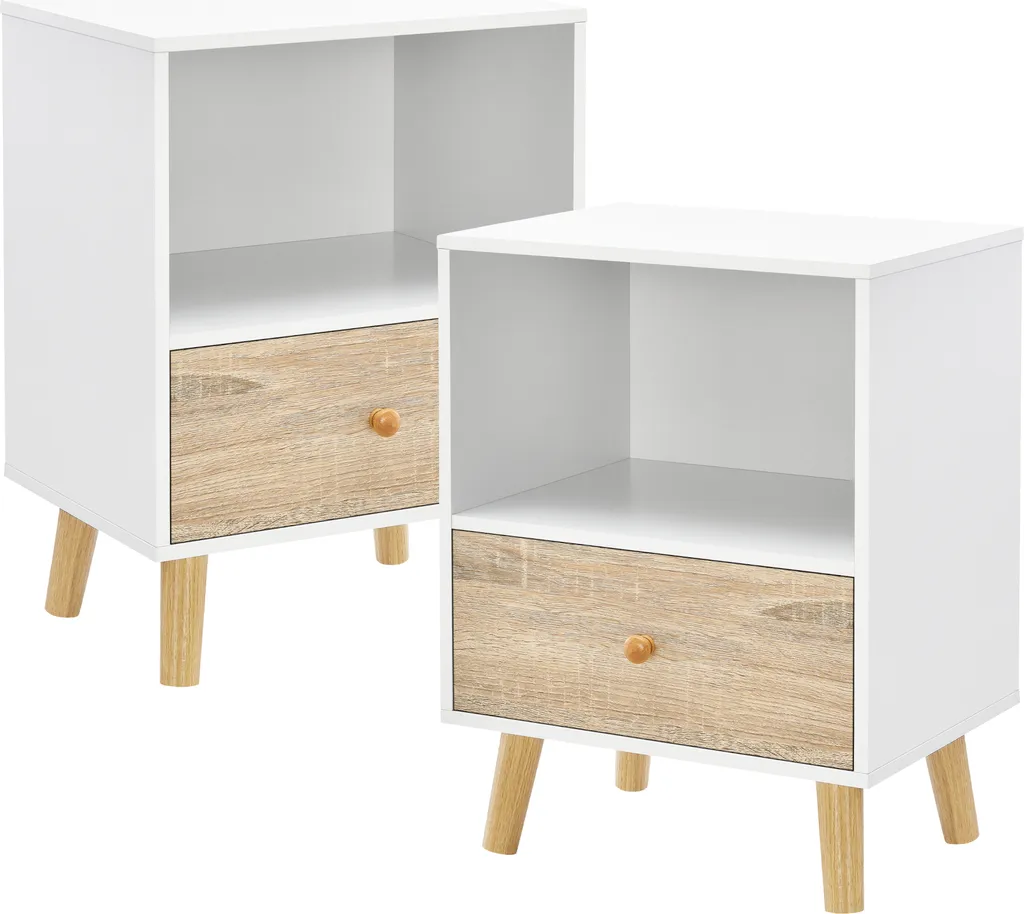 Set 2 Tavolini Sundsvall Bianco e Quercia - Design Scandinavo Salotto