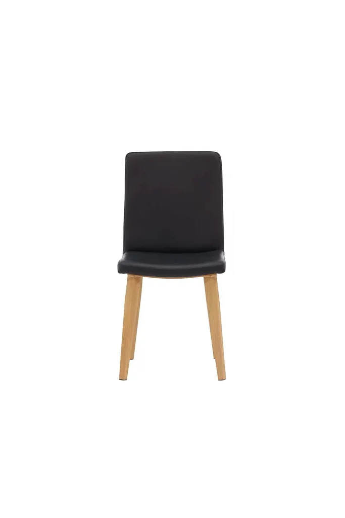 Chaise de table Today noire simili cuir avec pieds en bois naturel