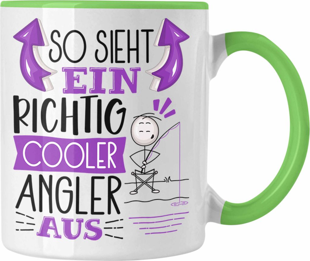 Trendation - So Sieht Ein Richtig Cooler Angler Aus Geschenk Tasse Lustiger Spruch Geschenkidee (Grün)