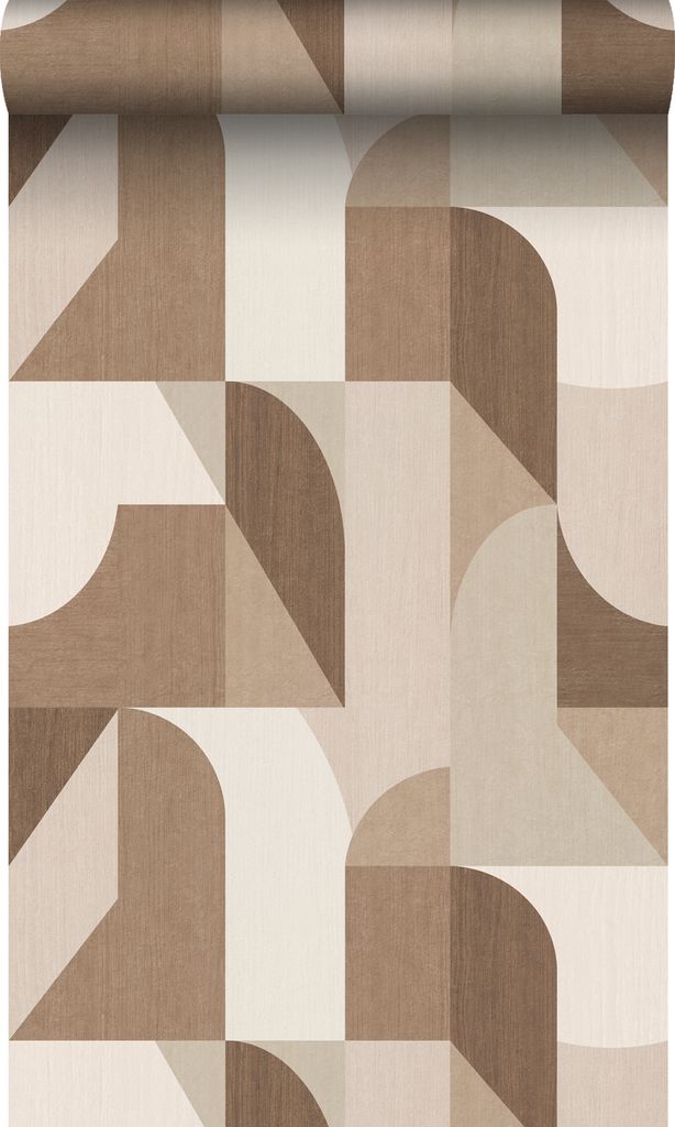 Origin Wallcoverings Tapete Kreise im Bauhaus-Stil Braun und Beige 50 x 900 cm