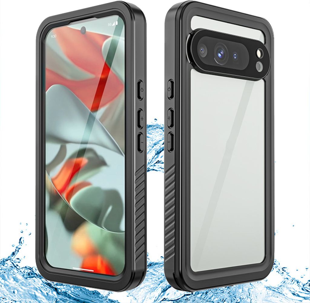 Für Google Pixel 9 Pro XL 360 Grad Full Body Wasserdichte Schutz Handy Tasche Schwarz