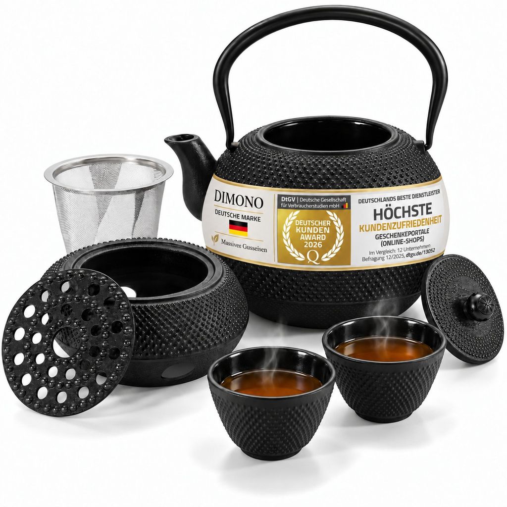 Dimono Gusseisen theeservies set, zwart – 1,3 liter theepot Productafbeelding 