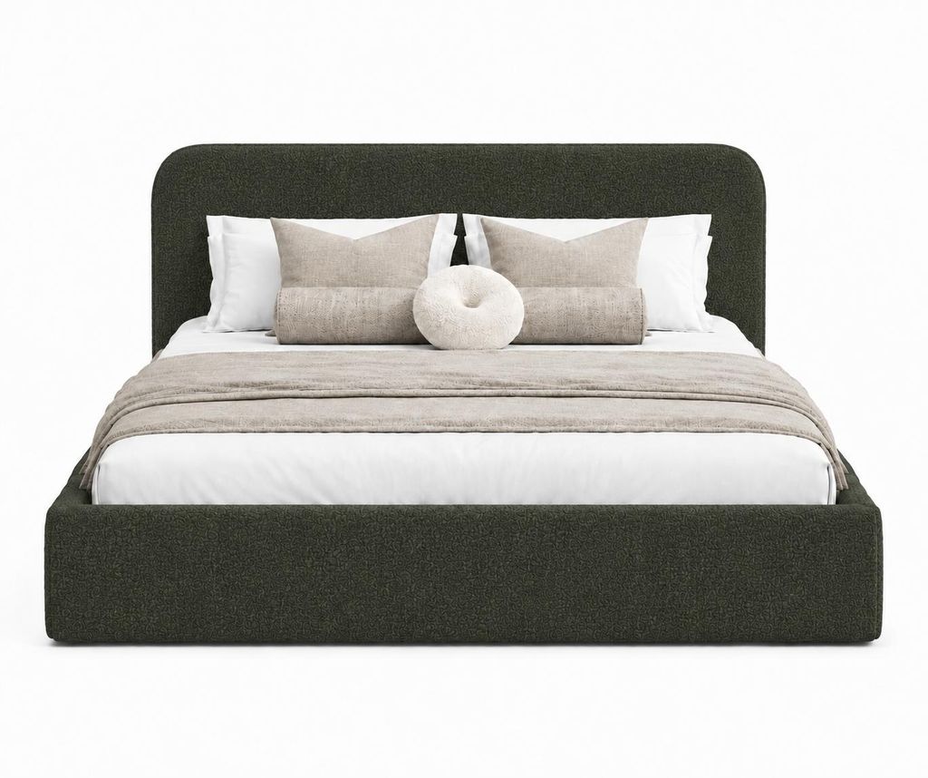 Sofello Polsterbett Lango 140cm×200 cm, Grün – modernes Doppelbett mit Metallrahmen und Lattenrost