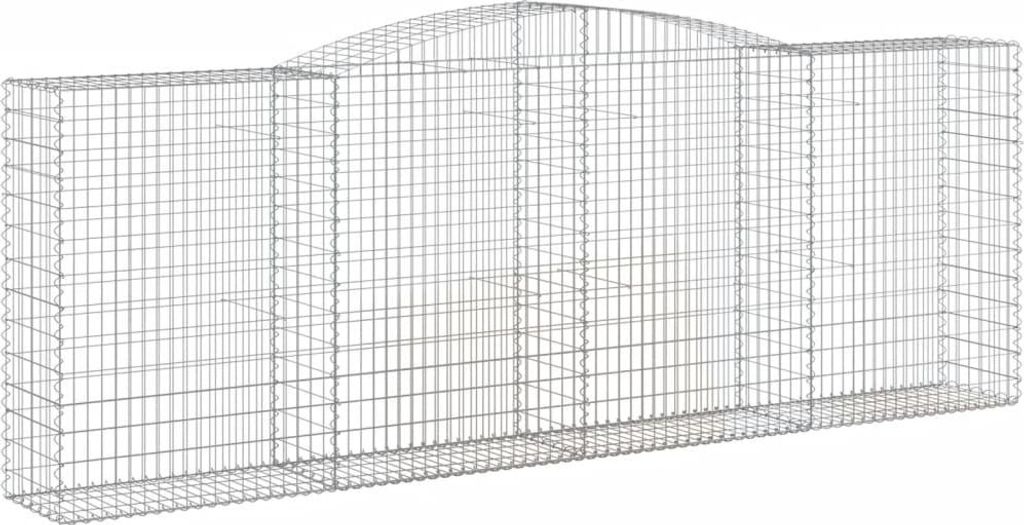 vidaXL Gabione mit Hochbogen 400x50x140/160 cm Verzinktes Eisen