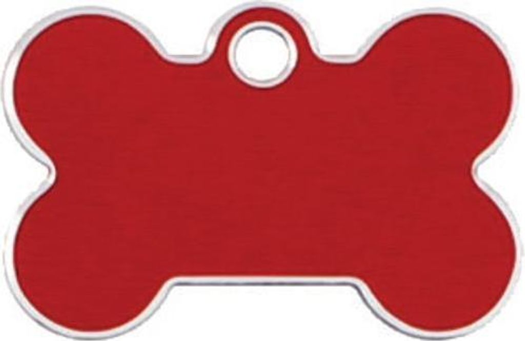 Adressanhänger mit Gravur - Knochen klein - rot mit Silberrand
