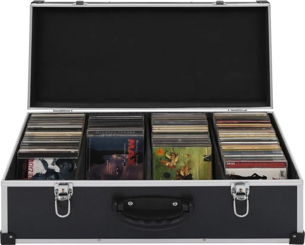 Valisette de Rangement CD 80 Places en Aluminium Noir - Format Compact