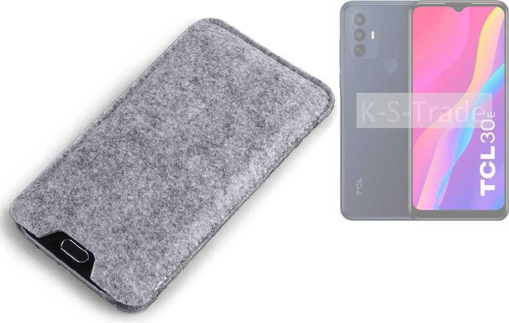 K-S-Trade Filz Handyhülle kompatibel mit TCL 30 E Schutzhülle Filztasche Filz Tasche Case Sleeve Handy Hülle Filzhülle grau