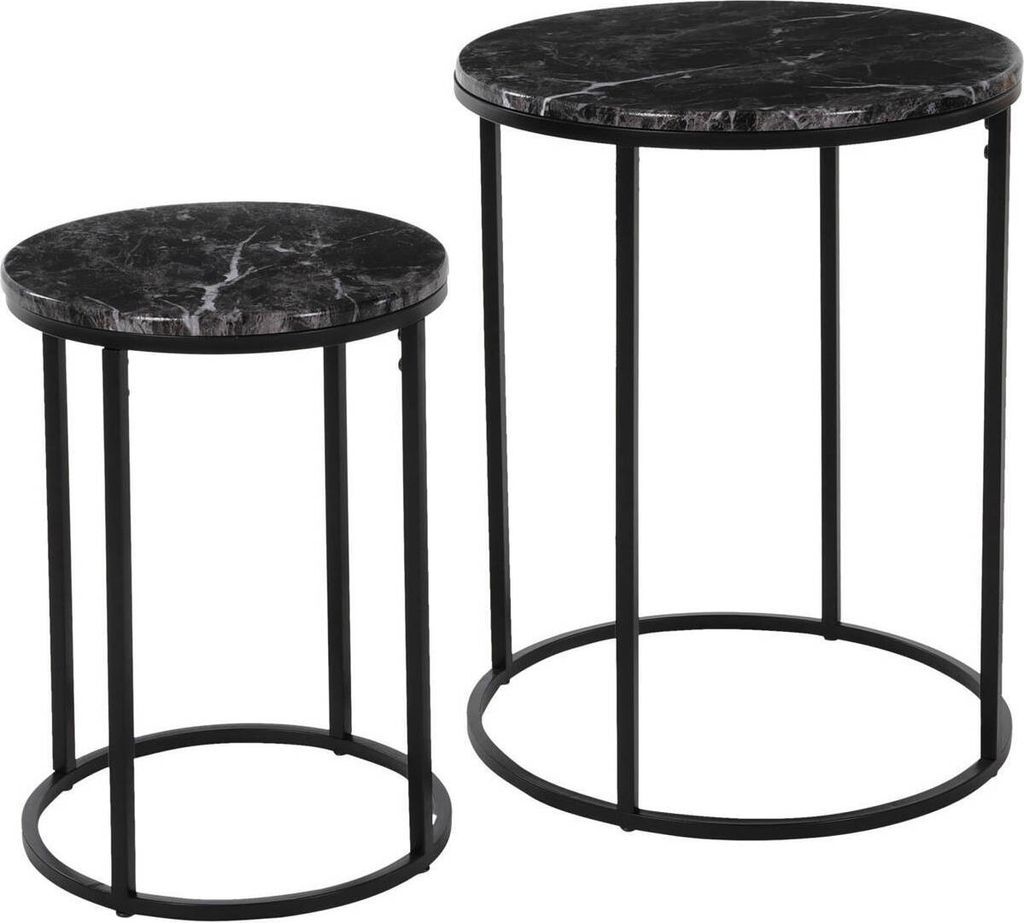 HOMESTYLING Tables de service rondes set de 2 pcs marbre Image du produit 