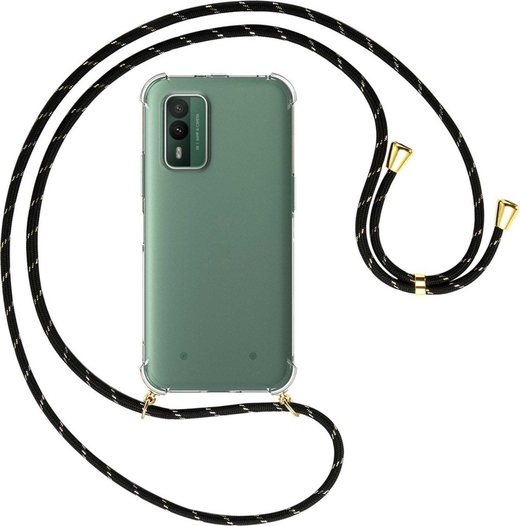 Handykette Backcover-Schutzhülle mit Band (Metall goldfarben) für Nokia XR21 5G (6.49'') - schwarz/gold
